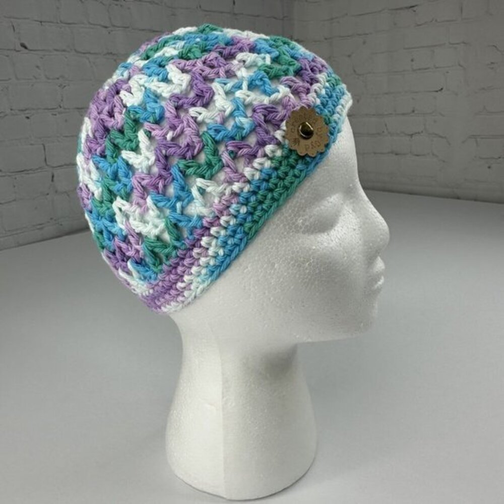 Created by Cyd Handmade Crochet Beanie Clem Lily Sugar N Cream Skull Cap NEW
